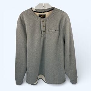 Lee Premium Select Men's Outdoor Henley Sherpa Lined Light Gray XL